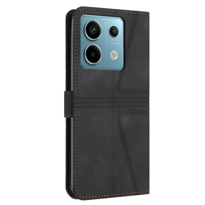 For Xiaomi Redmi Note 13 5G Case Folding Stand Triangle Imprinted Leather Phone Shell