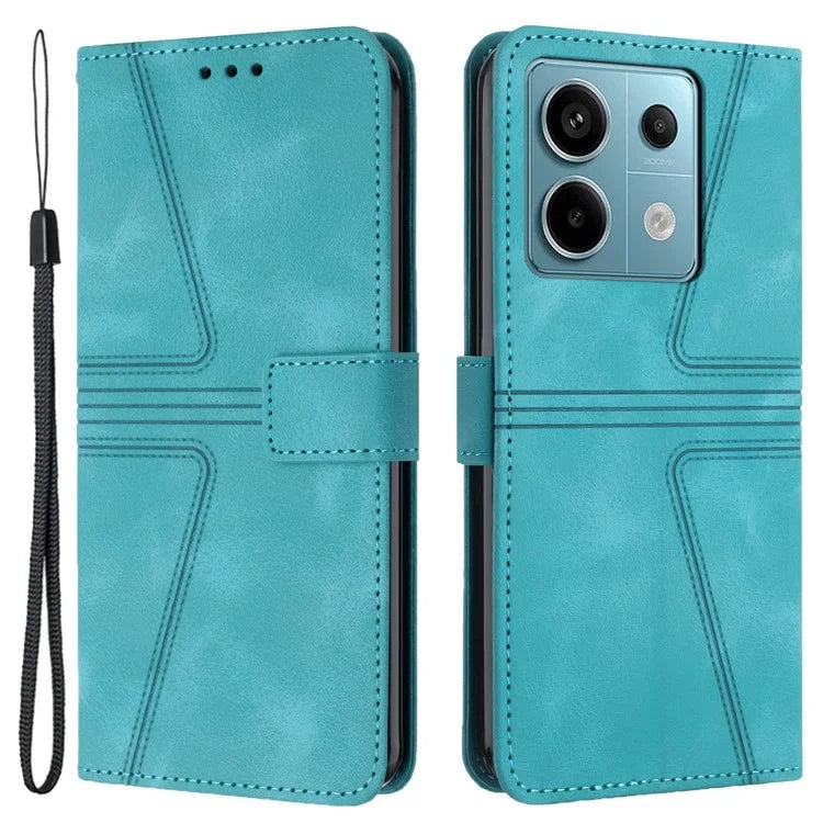 For Xiaomi Redmi Note 13 5G Case Folding Stand Triangle Imprinted Leather Phone Shell