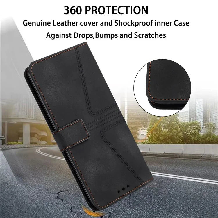 For Samsung Galaxy A05s 4G Leather Case Triangle Imprinted Wallet Phone Cover