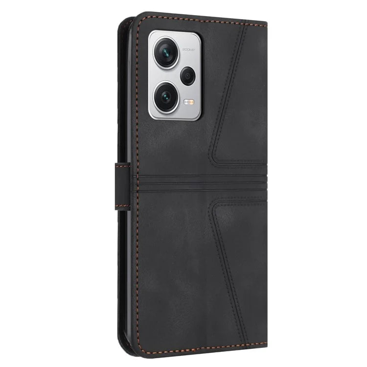 For Xiaomi Redmi Note 12 5G (Global) / (China) / (India) / Poco X5 5G Triangle Imprinted Leather Wallet Case Phone Cover