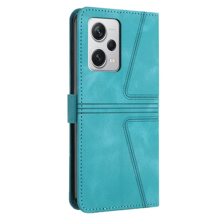 For Xiaomi Redmi Note 12 5G (Global) / (China) / (India) / Poco X5 5G Triangle Imprinted Leather Wallet Case Phone Cover