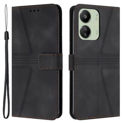 For Xiaomi Redmi 13C 4G / 5G / 13R 5G / Poco M6 5G / Poco C65 4G Case Triangle Imprinted Phone Leather Cover Wallet