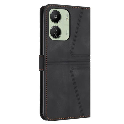 For Xiaomi Redmi 13C 4G / 5G / 13R 5G / Poco M6 5G / Poco C65 4G Case Triangle Imprinted Phone Leather Cover Wallet