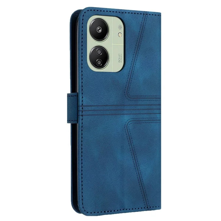 For Xiaomi Redmi 13C 4G / 5G / 13R 5G / Poco M6 5G / Poco C65 4G Case Triangle Imprinted Phone Leather Cover Wallet