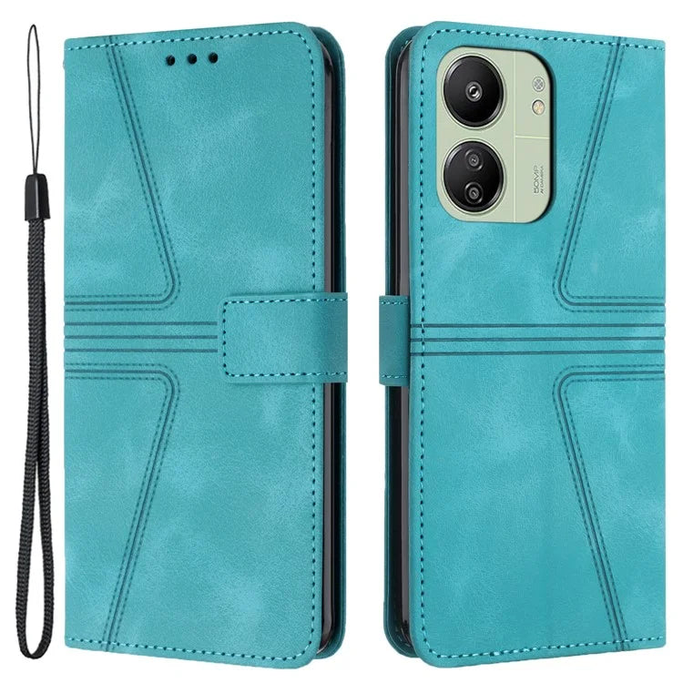 For Xiaomi Redmi 13C 4G / 5G / 13R 5G / Poco M6 5G / Poco C65 4G Case Triangle Imprinted Phone Leather Cover Wallet