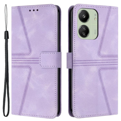 For Xiaomi Redmi 13C 4G / 5G / 13R 5G / Poco M6 5G / Poco C65 4G Case Triangle Imprinted Phone Leather Cover Wallet