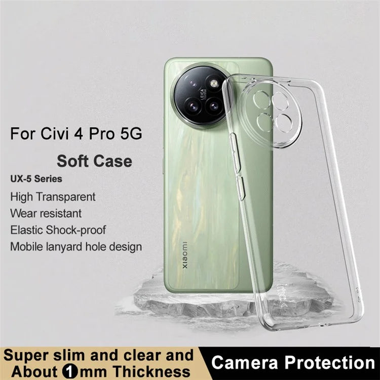 IMAK UX-5 Series For Xiaomi Civi 4 Pro 5G / 14 Civi 5G TPU Case Anti-Scratch Transparent Slim Phone Cover