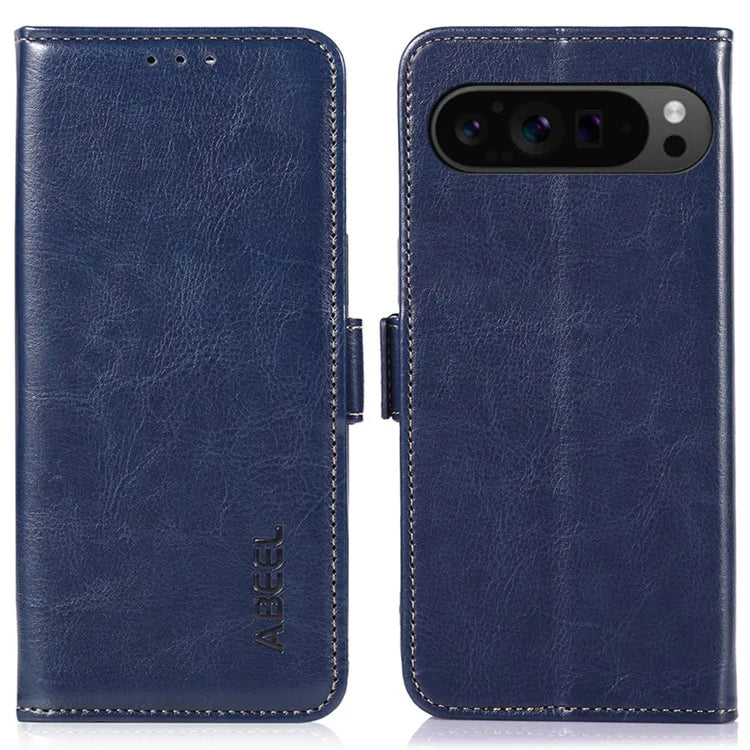 ABEEL For Google Pixel 9 Pro XL Crazy Horse Texture Wallet Case PU Leather Folio Phone Cover