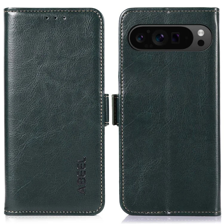 ABEEL For Google Pixel 9 Pro XL Crazy Horse Texture Wallet Case PU Leather Folio Phone Cover