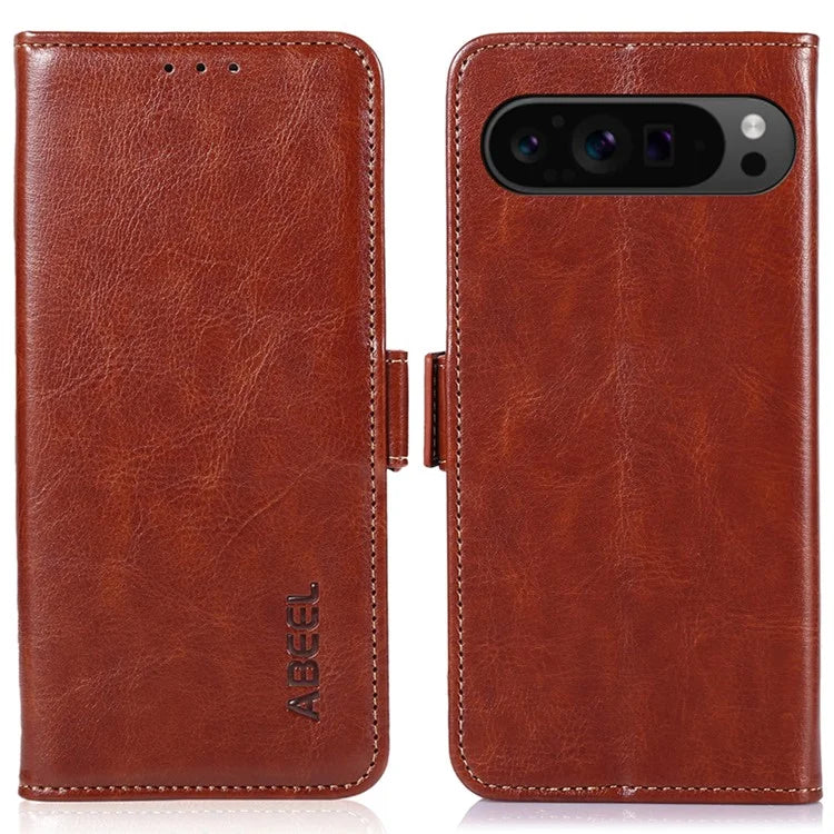 ABEEL For Google Pixel 9 Pro XL Crazy Horse Texture Wallet Case PU Leather Folio Phone Cover