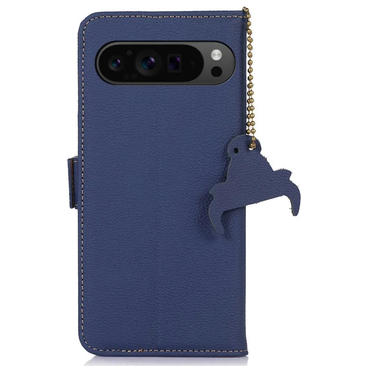 For Google Pixel 9 Pro XL Genuine Cow Leather Case Wallet RFID Blocking Phone Cover