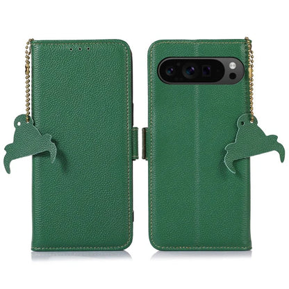 For Google Pixel 9 Pro XL Genuine Cow Leather Case Wallet RFID Blocking Phone Cover