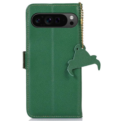 For Google Pixel 9 Pro XL Genuine Cow Leather Case Wallet RFID Blocking Phone Cover