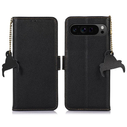 For Google Pixel 9 Pro XL Genuine Cow Leather Case Wallet RFID Blocking Phone Cover