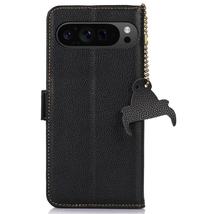 For Google Pixel 9 Pro XL Genuine Cow Leather Case Wallet RFID Blocking Phone Cover
