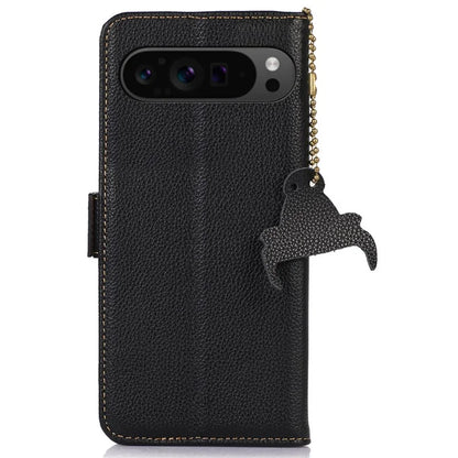 For Google Pixel 9 Pro XL Genuine Cow Leather Case Wallet RFID Blocking Phone Cover