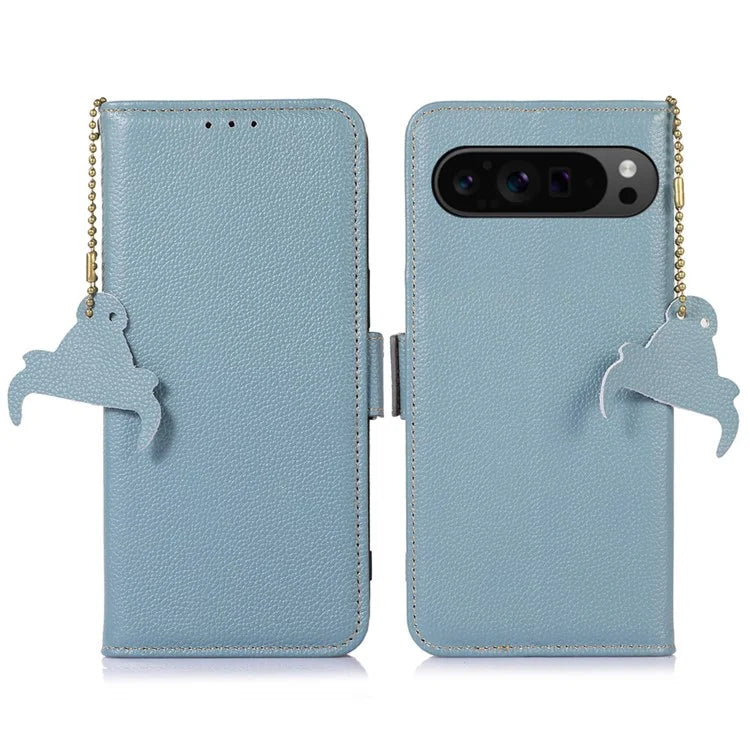 For Google Pixel 9 Pro XL Genuine Cow Leather Case Wallet RFID Blocking Phone Cover