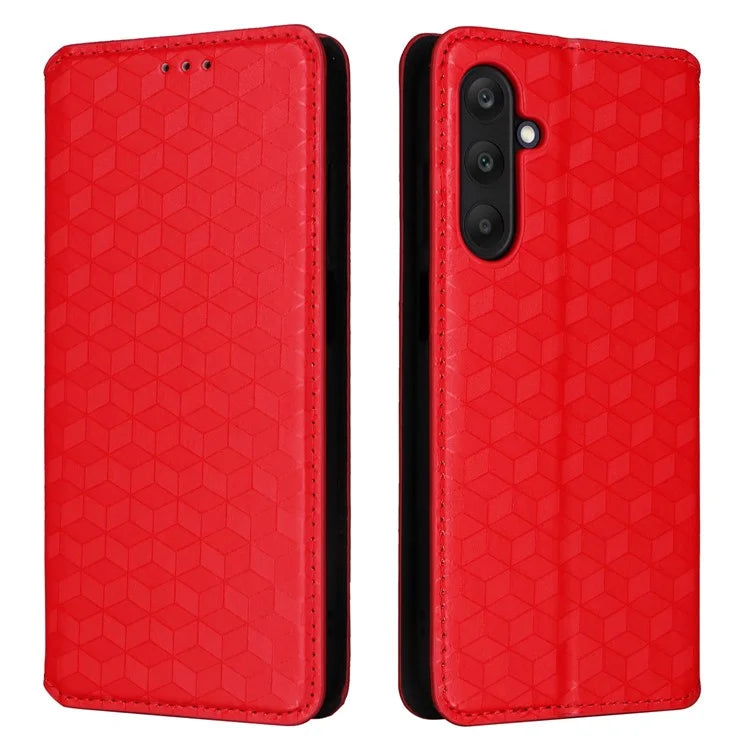 For Samsung Galaxy F15 5G / M15 5G Case Rhombus Pattern Leather Magnetic Folio Phone Cover