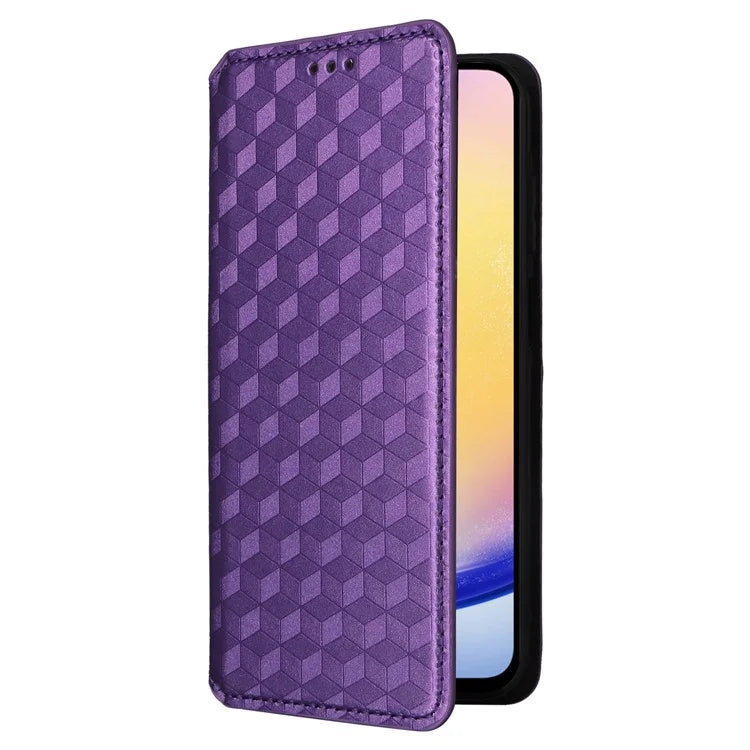 For Samsung Galaxy F15 5G / M15 5G Case Rhombus Pattern Leather Magnetic Folio Phone Cover