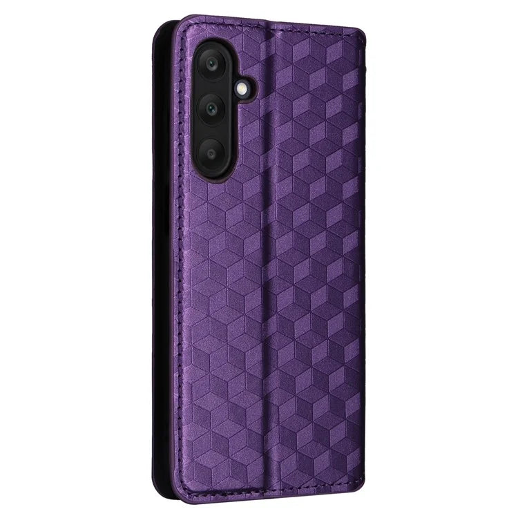 For Samsung Galaxy F15 5G / M15 5G Case Rhombus Pattern Leather Magnetic Folio Phone Cover