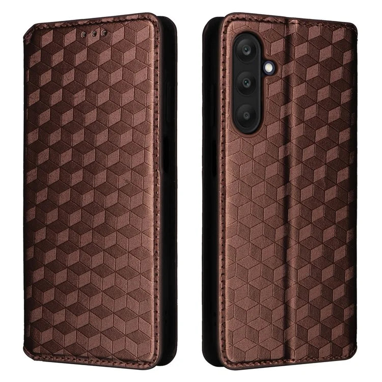 For Samsung Galaxy F15 5G / M15 5G Case Rhombus Pattern Leather Magnetic Folio Phone Cover