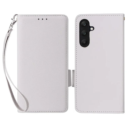 For Samsung Galaxy F15 5G / M15 5G Case Litchi Texture PU Leather Folio Phone Cover with Wrist Strap