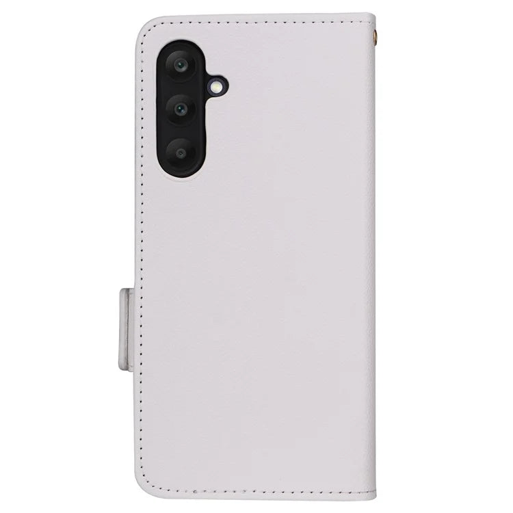 For Samsung Galaxy F15 5G / M15 5G Case Litchi Texture PU Leather Folio Phone Cover with Wrist Strap