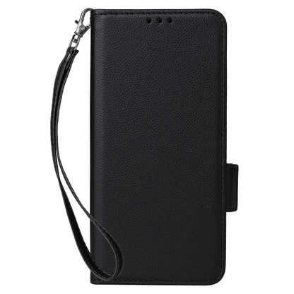 For Samsung Galaxy F15 5G / M15 5G Case Litchi Texture PU Leather Folio Phone Cover with Wrist Strap