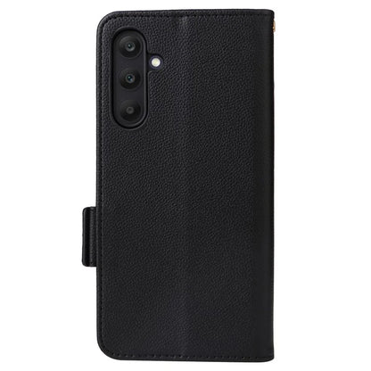 For Samsung Galaxy F15 5G / M15 5G Case Litchi Texture PU Leather Folio Phone Cover with Wrist Strap