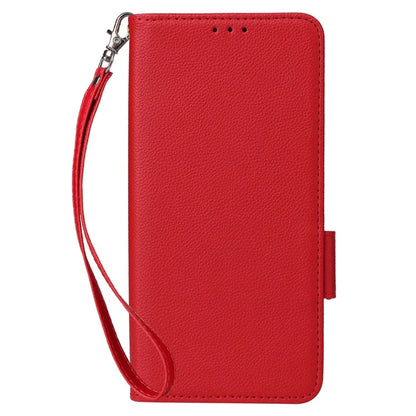 For Samsung Galaxy F15 5G / M15 5G Case Litchi Texture PU Leather Folio Phone Cover with Wrist Strap