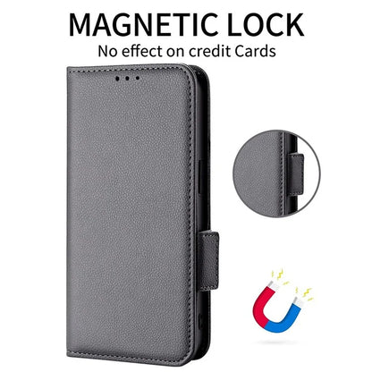 For Samsung Galaxy F15 5G / M15 5G Case Litchi Texture PU Leather Folio Phone Cover with Wrist Strap
