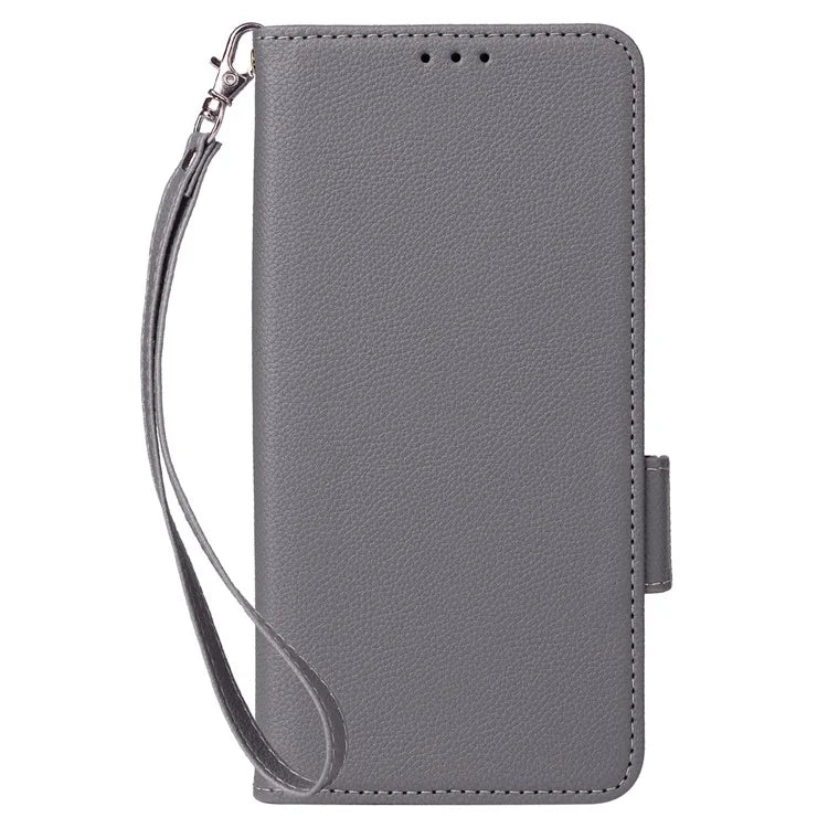 For Samsung Galaxy F15 5G / M15 5G Case Litchi Texture PU Leather Folio Phone Cover with Wrist Strap
