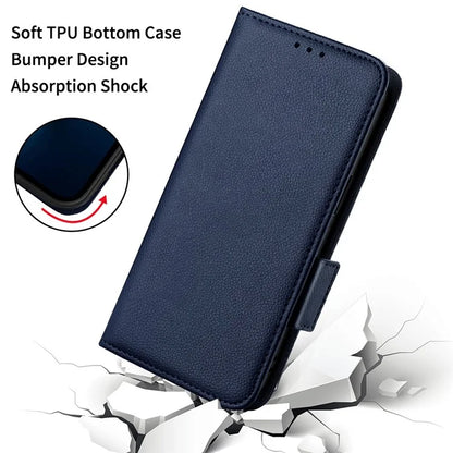 For Samsung Galaxy F15 5G / M15 5G Case Litchi Texture PU Leather Folio Phone Cover with Wrist Strap