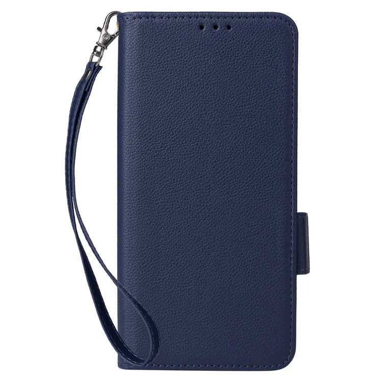 For Samsung Galaxy F15 5G / M15 5G Case Litchi Texture PU Leather Folio Phone Cover with Wrist Strap