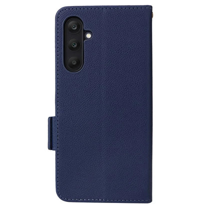 For Samsung Galaxy F15 5G / M15 5G Case Litchi Texture PU Leather Folio Phone Cover with Wrist Strap