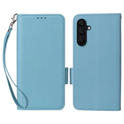 For Samsung Galaxy F15 5G / M15 5G Case Litchi Texture PU Leather Folio Phone Cover with Wrist Strap