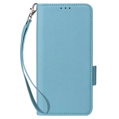 For Samsung Galaxy F15 5G / M15 5G Case Litchi Texture PU Leather Folio Phone Cover with Wrist Strap