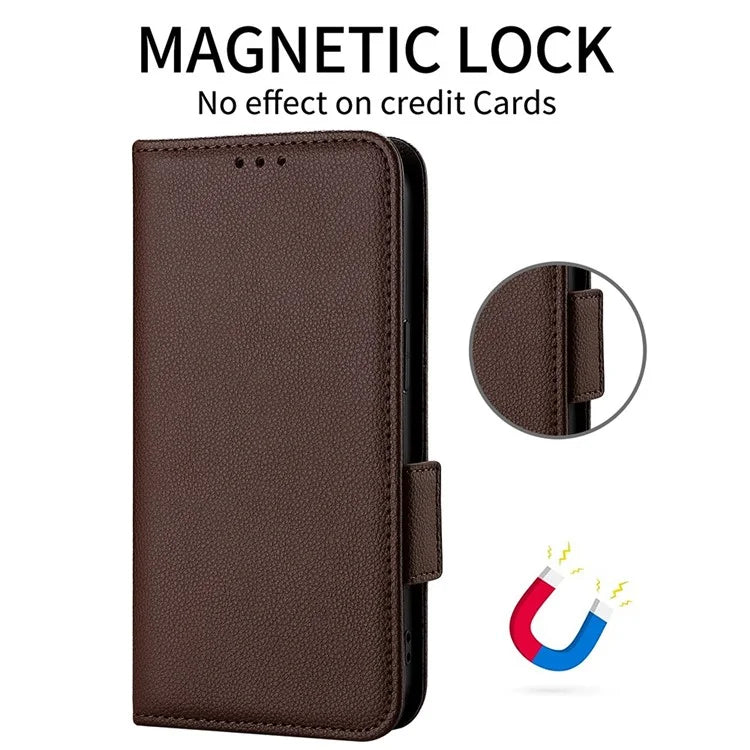 For Samsung Galaxy F15 5G / M15 5G Case Litchi Texture PU Leather Folio Phone Cover with Wrist Strap