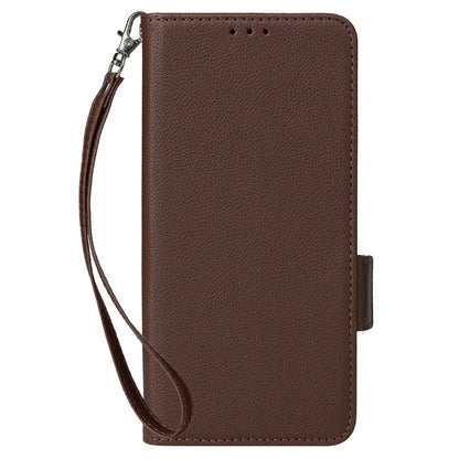 For Samsung Galaxy F15 5G / M15 5G Case Litchi Texture PU Leather Folio Phone Cover with Wrist Strap