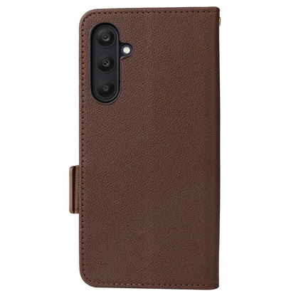 For Samsung Galaxy F15 5G / M15 5G Case Litchi Texture PU Leather Folio Phone Cover with Wrist Strap