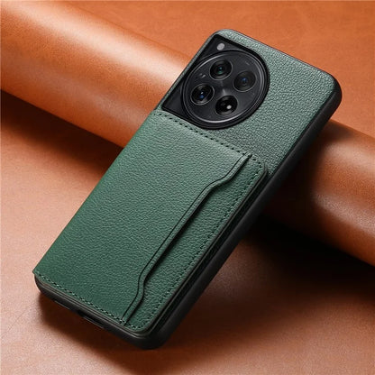For OnePlus 12 5G Case Calf Texture PU Leather Card Slots Phone Cover