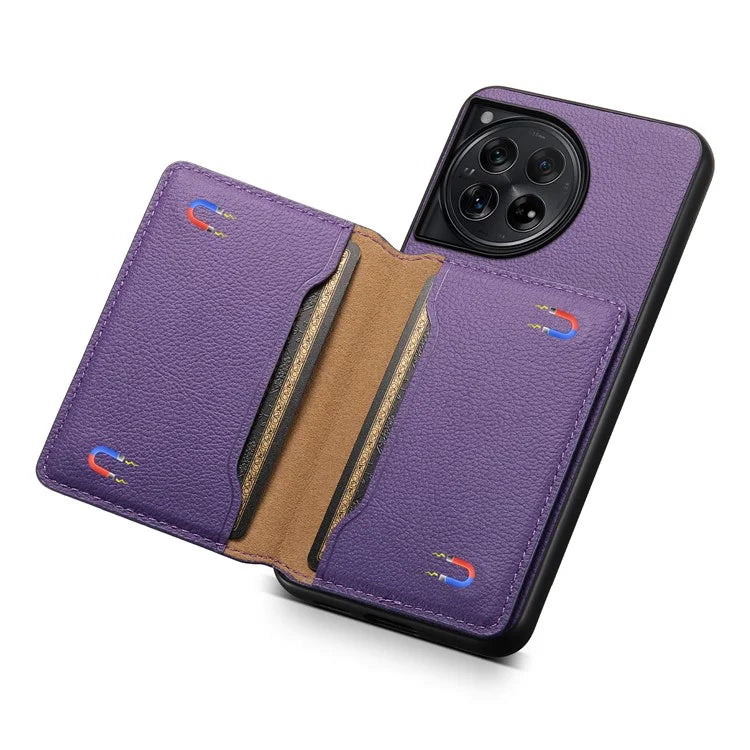 For OnePlus 12 5G Case Calf Texture PU Leather Card Slots Phone Cover