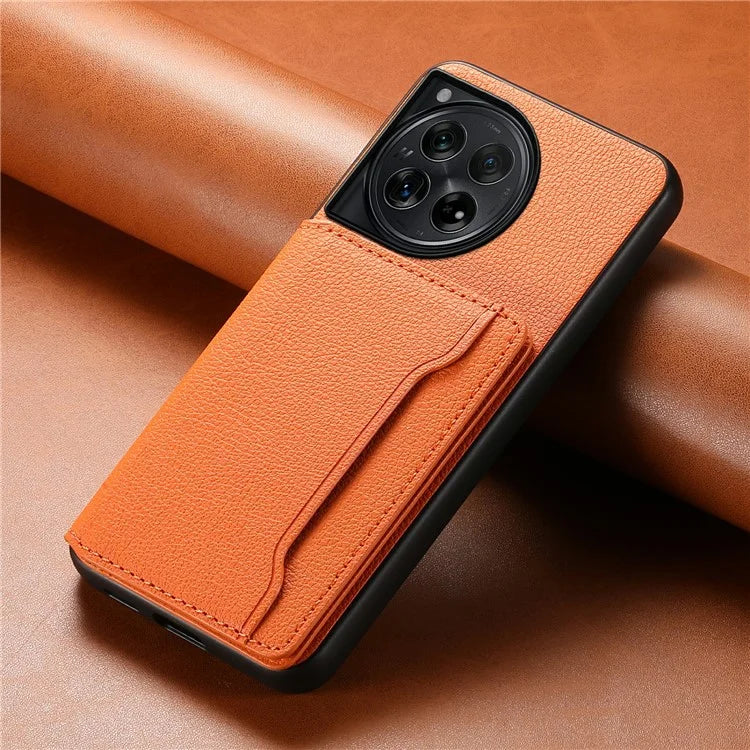 For OnePlus 12 5G Case Calf Texture PU Leather Card Slots Phone Cover