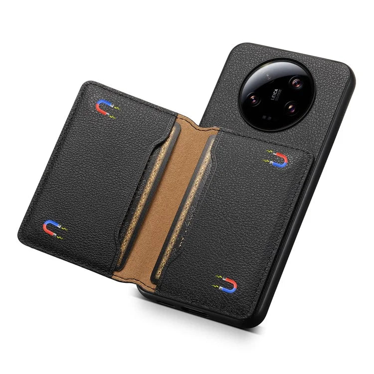 For Xiaomi 13 Ultra Card Holder Case PU Leather Coated PC+TPU Kickstand Phone Cover