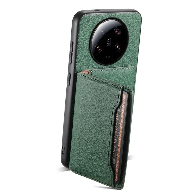 For Xiaomi 13 Ultra Card Holder Case PU Leather Coated PC+TPU Kickstand Phone Cover