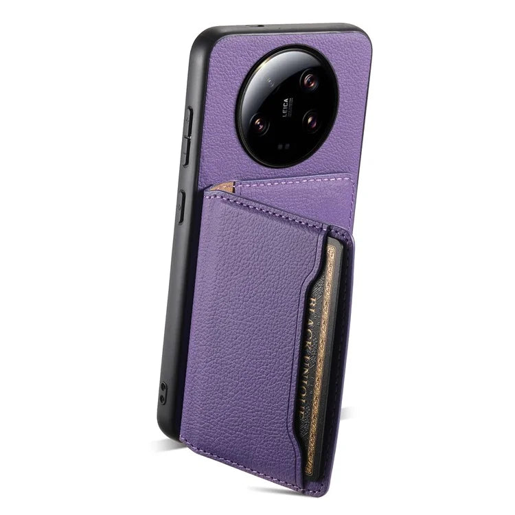 For Xiaomi 13 Ultra Card Holder Case PU Leather Coated PC+TPU Kickstand Phone Cover