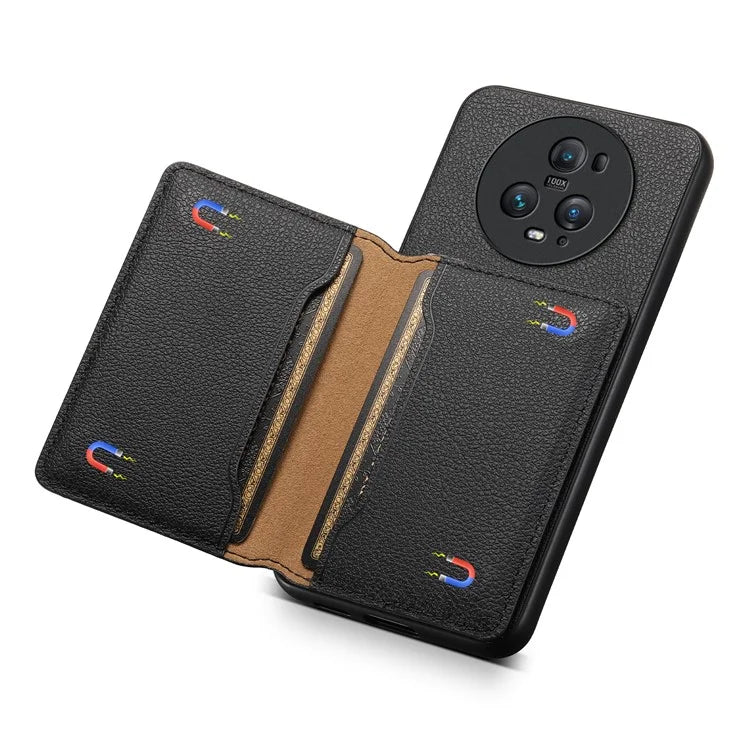 For Honor Magic5 Pro Card Slots Case Calf Texture PU Leather Phone Cover