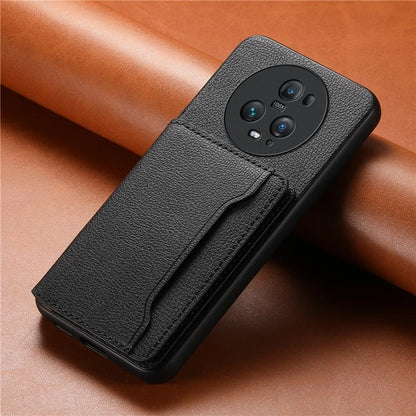 For Honor Magic5 Pro Card Slots Case Calf Texture PU Leather Phone Cover