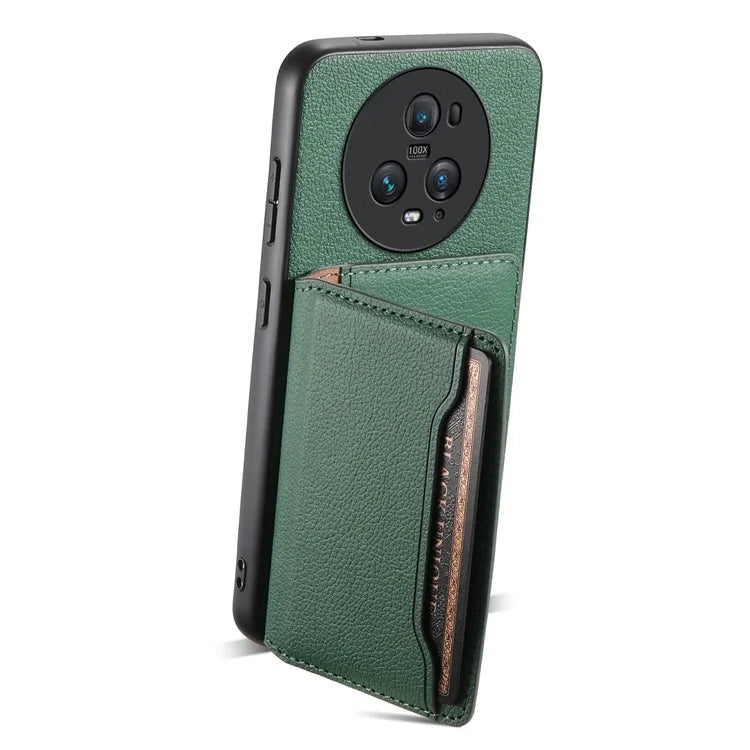 For Honor Magic5 Pro Card Slots Case Calf Texture PU Leather Phone Cover
