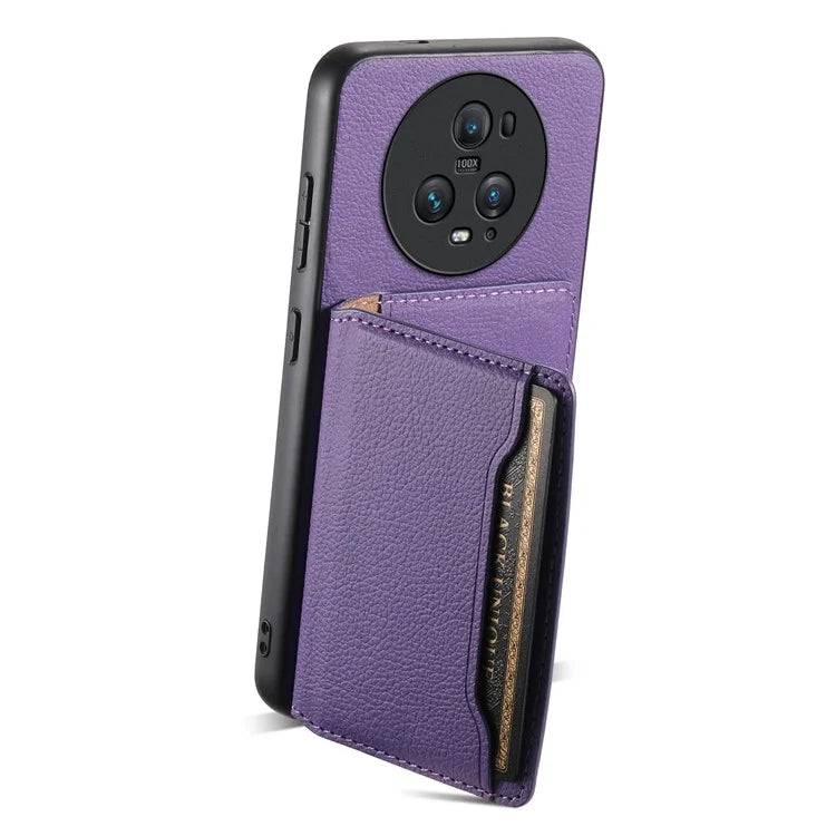 For Honor Magic5 Pro Card Slots Case Calf Texture PU Leather Phone Cover